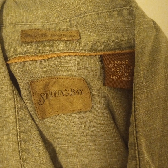 St. John's Bay Men's Shirt Large Forest Green Canvas-Like Cotton Outdoor Wear - Picture 2 of 5